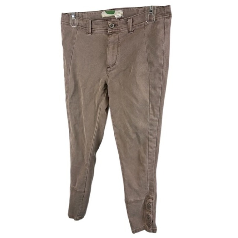 Anthropologie Cargo Pants Women's Snap Button Cuff Ankle Casual Brown Size 27